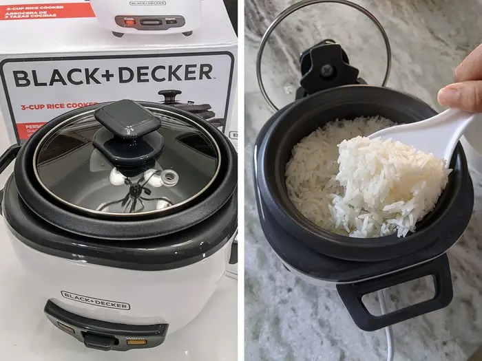 BLACK+DECKER 3-Cup Electric Rice Cooker with Keep-Warm Function, White, RC503