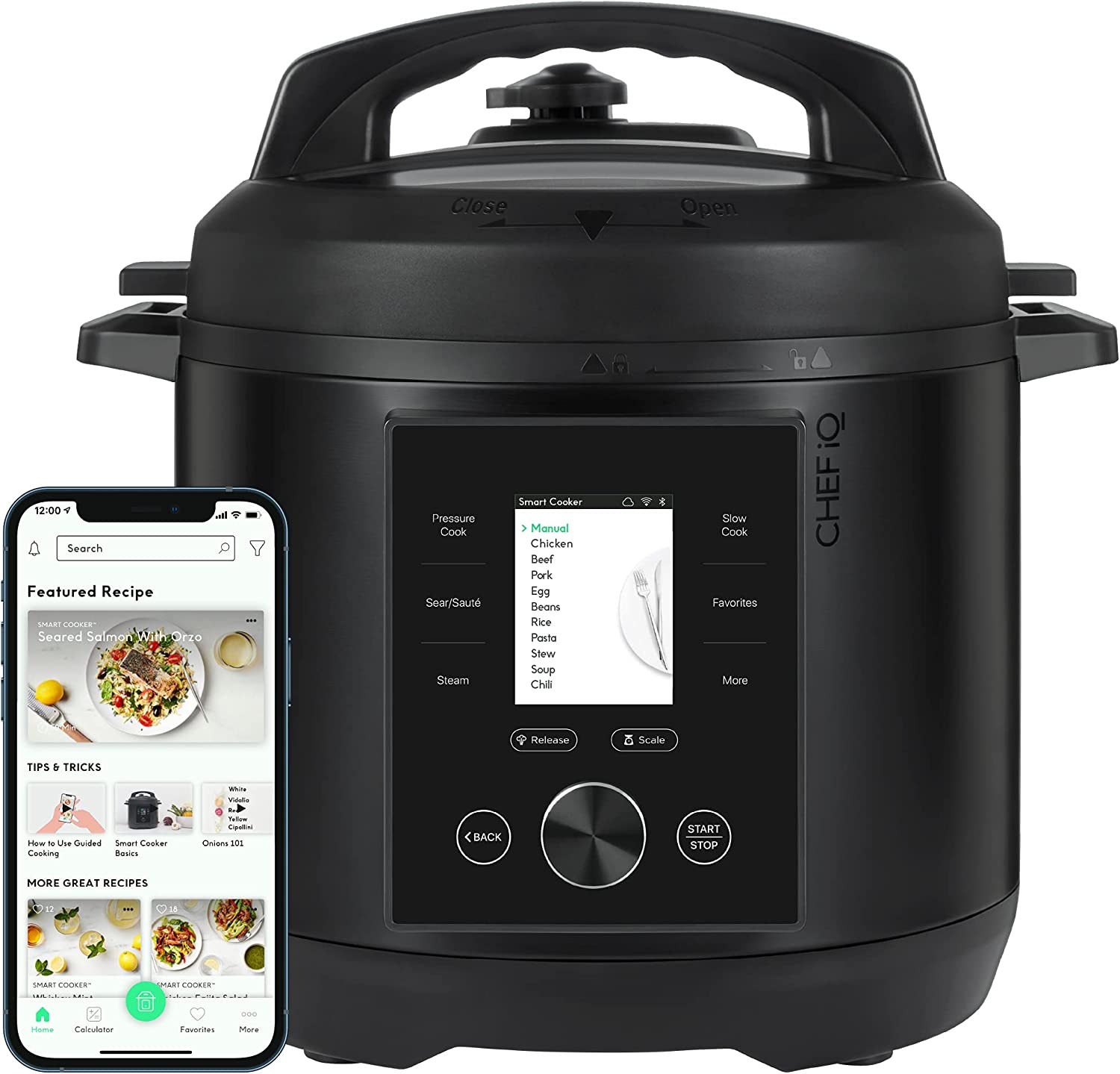 CHEF iQ Smart Pressure Cooker 10 Cooking Functions & 18 Features, Built-in Scale, 1000+ Presets & Times & Temps w/App for 600+ Foolproof Guided...